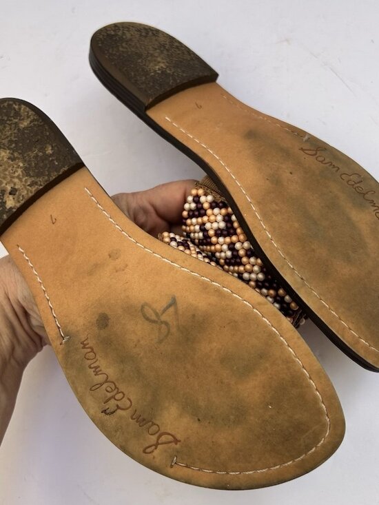 Sam Edelman Gunner Beaded Slide Sandals Womens Size 7 Leather Boho Slip On - Picture 6 of 7